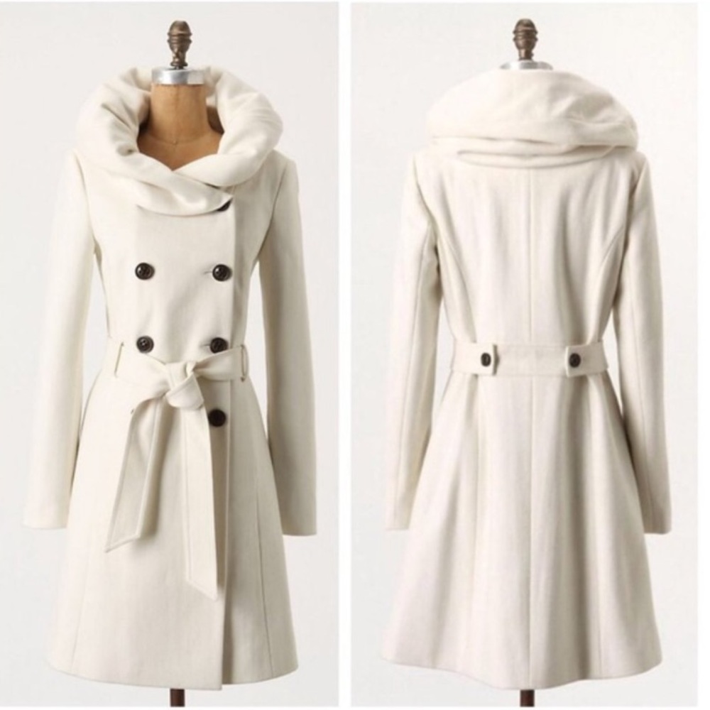 Anthropologie Elevenses White Runway Lapel Coat